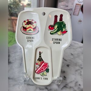 Vintage Plastic Utensil Holder with Colorful Illustrations 1950s-60s